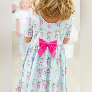 Bows and Bouquets Short Sleeve Knit Twirl Dress